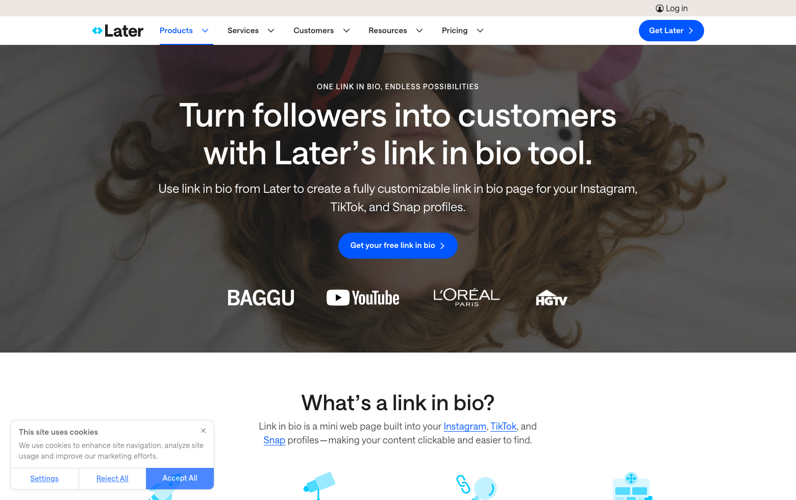 Later Linkin.bio screenshot